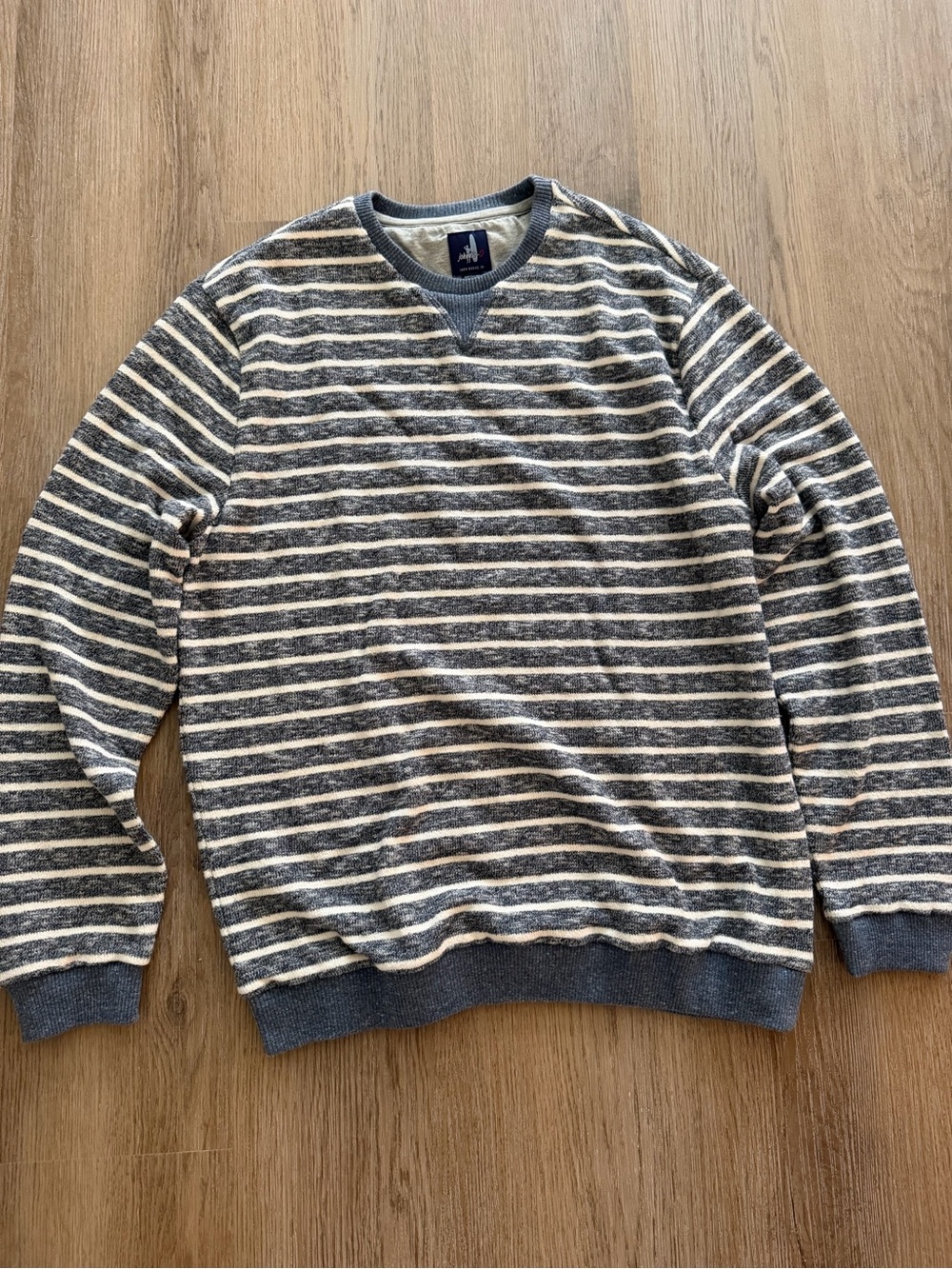 johnnie-O Men's Striped Crewneck Sweater - Gray & Cream